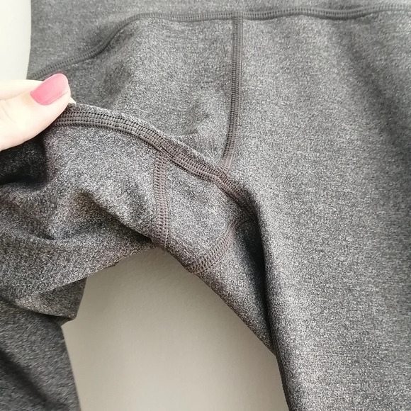 Lululemon Train Times 17" Crop High Rise Leggings Heathered Gray with Mesh 4 - Picture 13 of 16